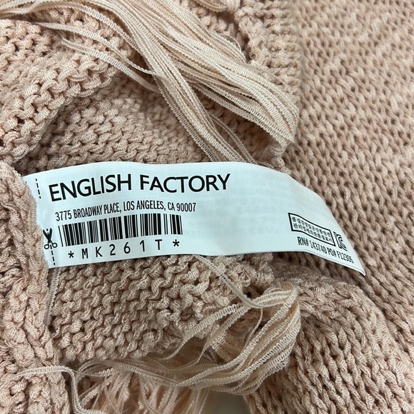 English Factory Knit Tasseled Sweater with Crossed Details on Back Size Medium - Picture 5 of 6